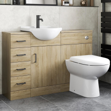 Bathroom Vanity Unit Drawer Cabinet Toilet Unit Furniture Basin Sink Oak 1165mm