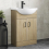 Bathroom Vanity Unit Basin Sink Single Tap Hole Freestanding 560mm Oak Effect 1