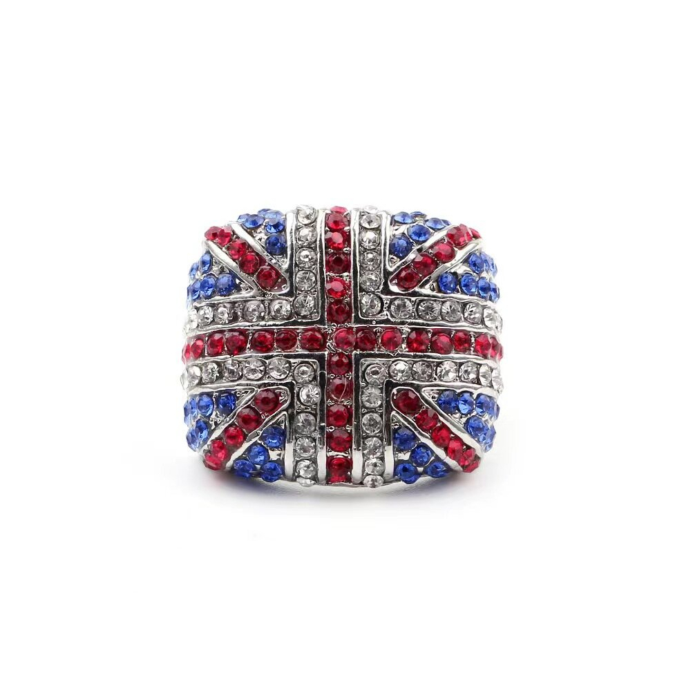 Union Jack Ring Women's Full Diamond Colored Square Statement Jewelry
