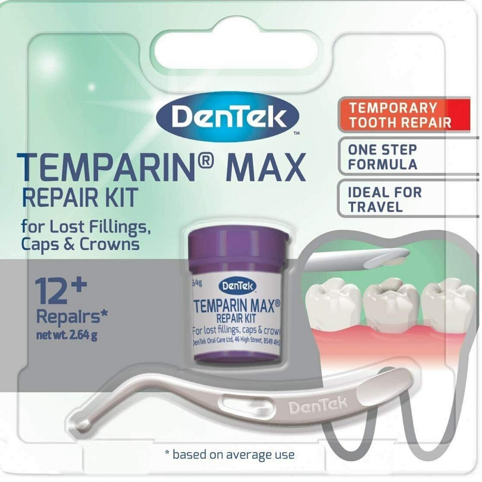 Dentek Temparin Max Repair Kit For Loat Fillings Caps & Crowns - 2.64g