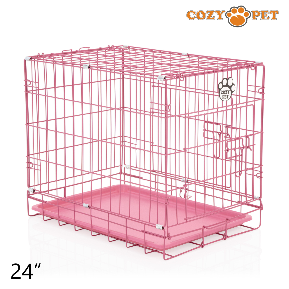 Dog Cage 24" by Cozy Pet Puppy Crate Pen Metal Cage Pink DCP24P