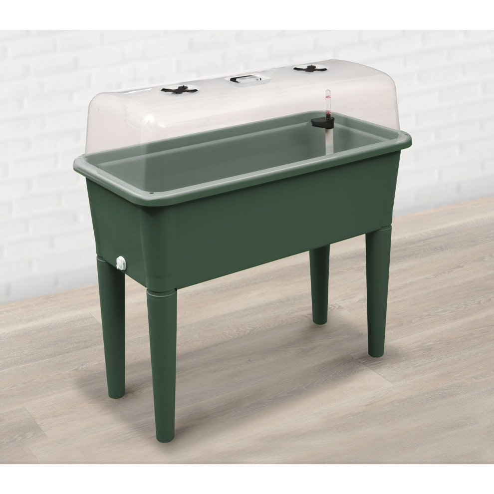 (Dark Green) Raised Bed Grow Table- With Grow Lid & Self Watering System