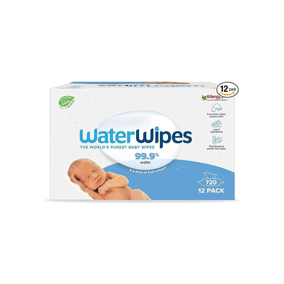 WaterWipes Original Plastic Free Baby Wipes, 720 Count (12 packs)