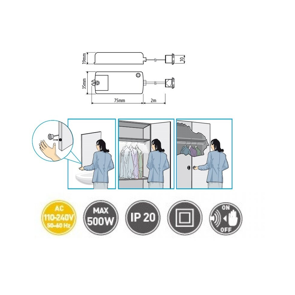 (Motion sensor) Wardrobe Door IR Motion Touch Sensor Switch