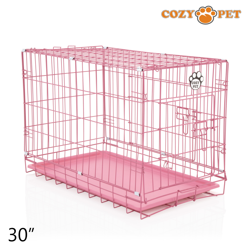 Dog Cage 30" by Cozy Pet Puppy Crate Pen Metal Cage Pink DCP30P