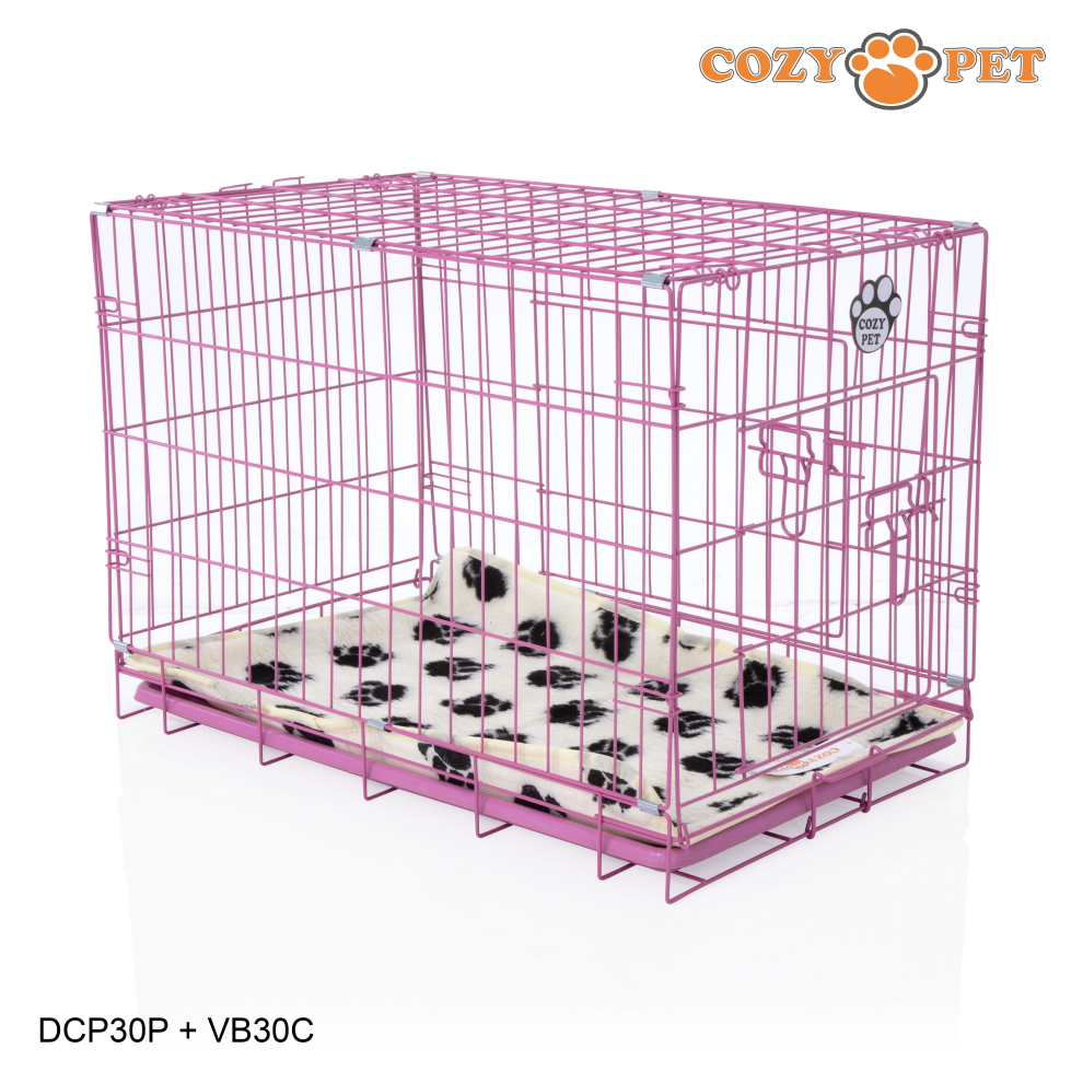 Dog Cage Pink 30'' by Cozy Pet Puppy Crate Pen Inc Vet Bed DCP30P + VB30C