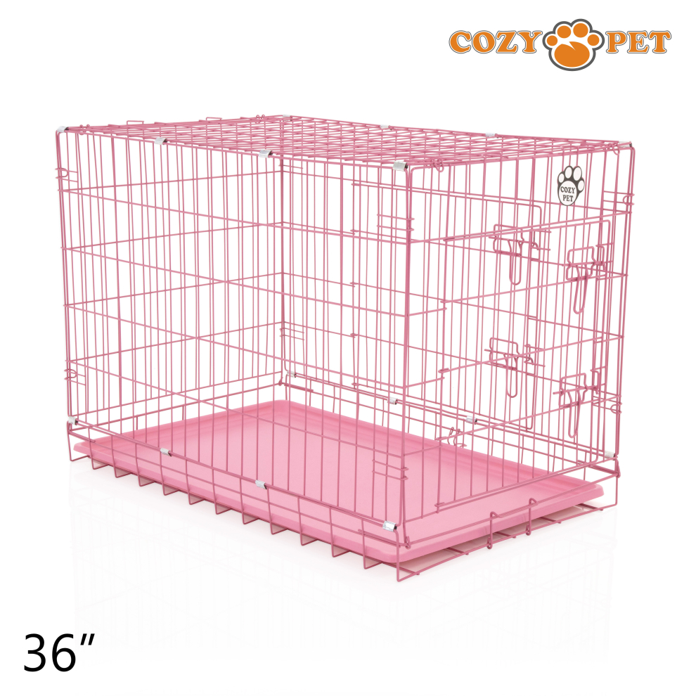 Dog Cage 36" by Cozy Pet Puppy Crate Pen Metal Cage Pink DCP36P