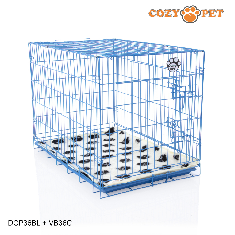 Dog Cage 36'' Blue by Cozy Pet Puppy Crate Pen Inc Vet Bed DCP36BL + VB36C