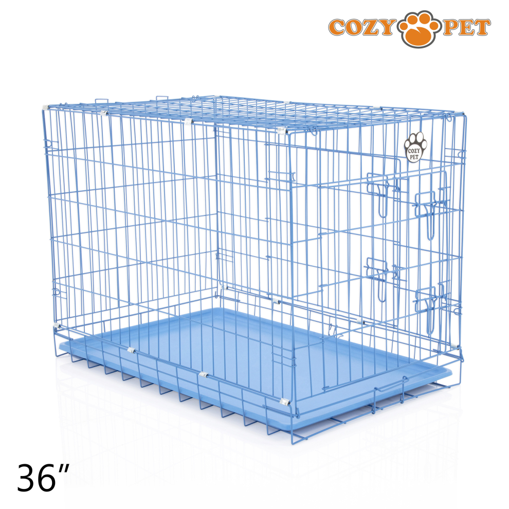 Cozy Pet Dog Cage 36" By Puppy Crate Pen Metal Cage Dcp36bl Blue