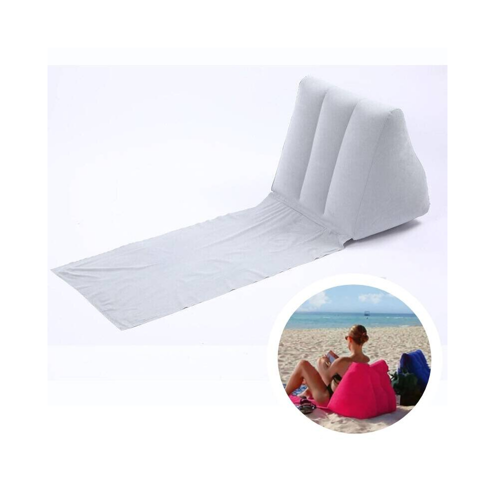 (Gray) Chill Wedge Camping Inflatable Beach Chair Festival Lounger Pillow Seat Cushion Gray