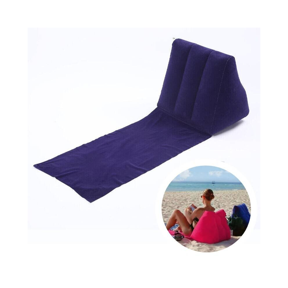(Purple) Chill Wedge Camping Inflatable Beach Chair Festival Lounger Pillow Seat Cushion
