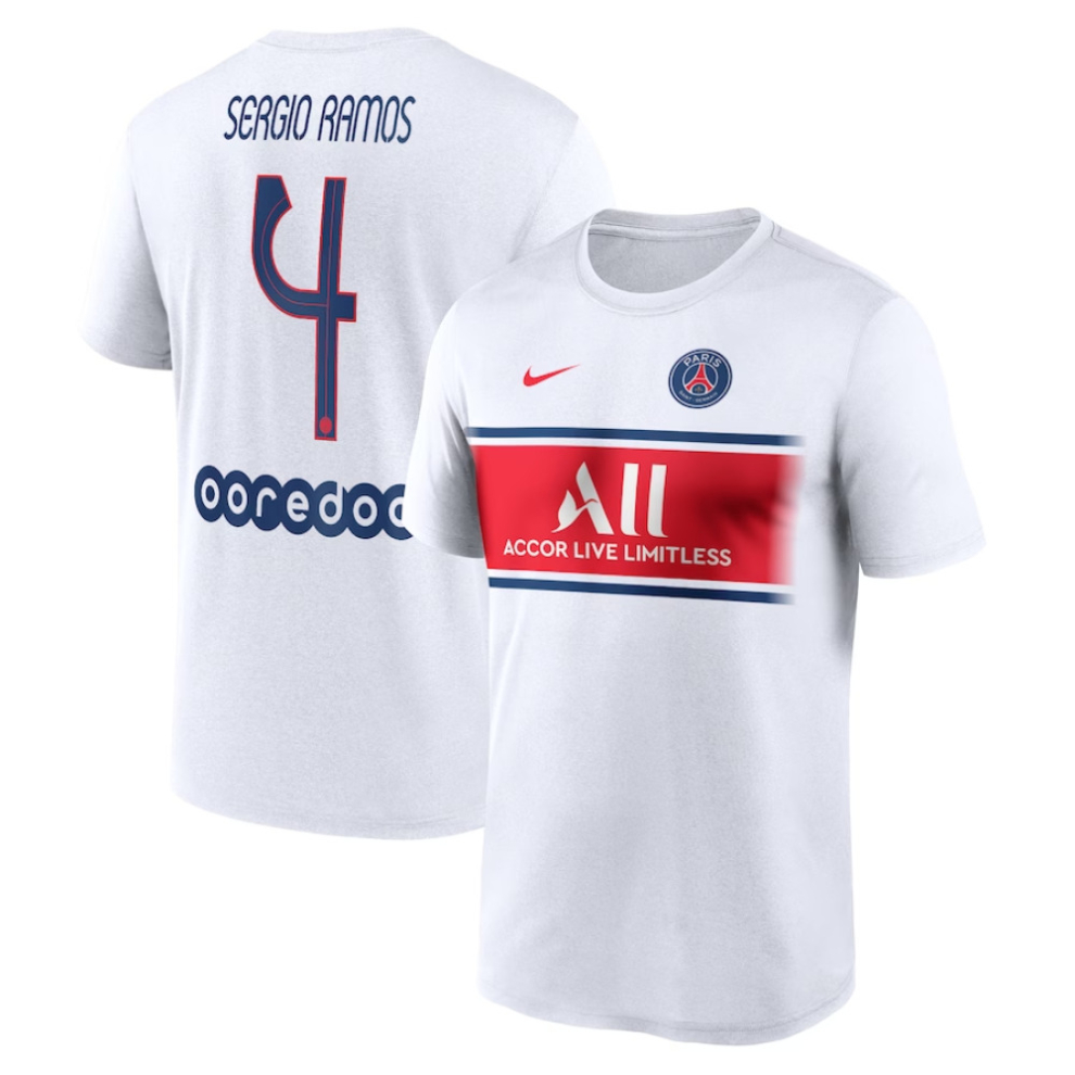 Paris Saint Germain T-Shirt (Size 2XL) White Sergio Ramos Fan T-Shirt - New