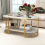 Modern Faux Marble Coffee Table - 2-Tier Rectangular with Gold Metal Frame, White Marble, 100x50x45 cm 5