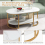 Modern Faux Marble Coffee Table - 2-Tier Rectangular with Gold Metal Frame, White Marble, 100x50x45 cm 11