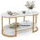Modern Faux Marble Coffee Table - 2-Tier Rectangular with Gold Metal Frame, White Marble, 100x50x45 cm 1