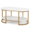 Modern Faux Marble Coffee Table - 2-Tier Rectangular with Gold Metal Frame, White Marble, 100x50x45 cm 7