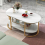 Modern Faux Marble Coffee Table - 2-Tier Rectangular with Gold Metal Frame, White Marble, 100x50x45 cm 8