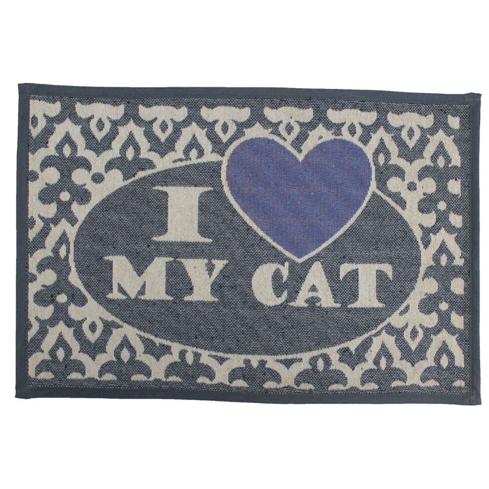 (I love My Cat Blue) Pets Instinct Pets Food Mat Pet Feeding Placemat