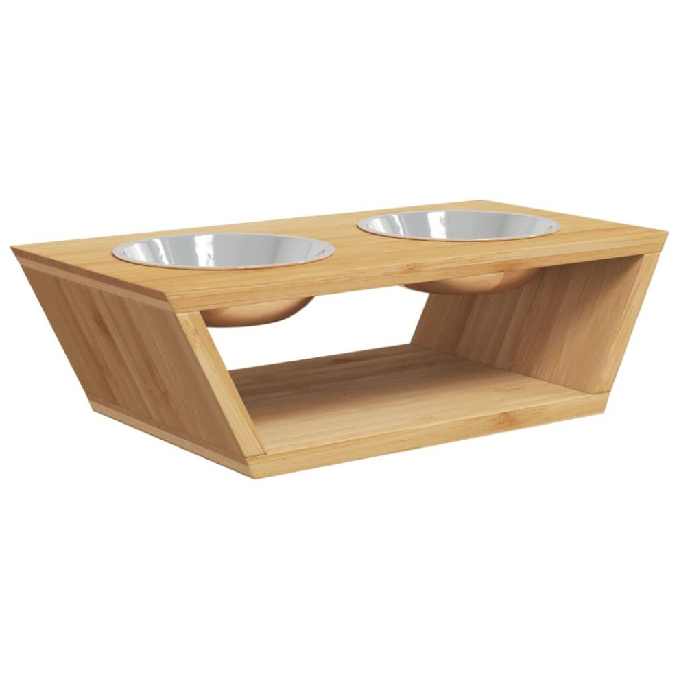 vidaXL Raised Dog Bowls Elevated Dog Bowl Double Raised Bowl with Stand Bamboo