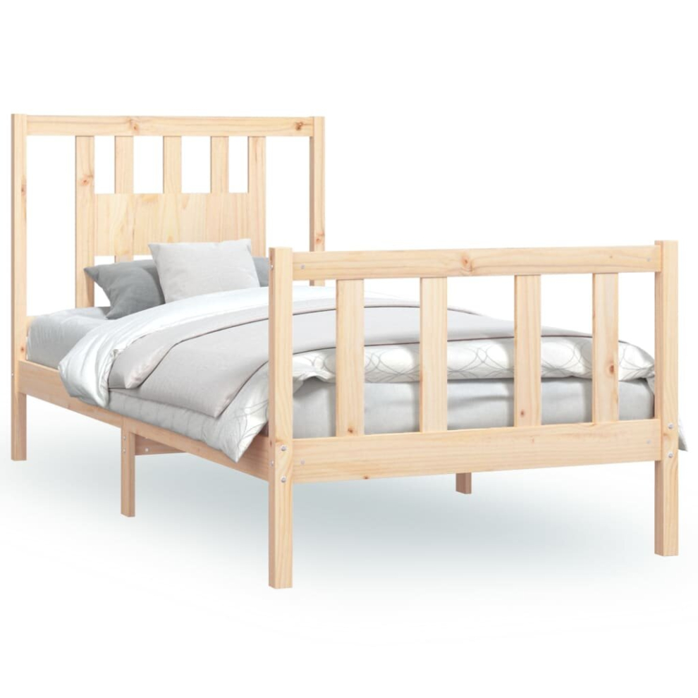 Vidaxl Bed Frame Bedstead Bed Base With Headboard Solid Wood Pine 100X200 Cm