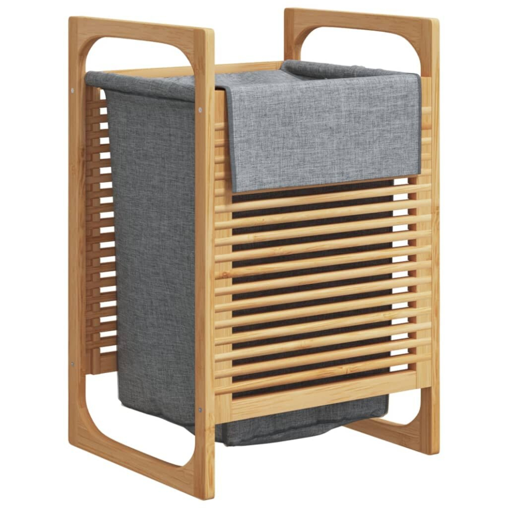Vidaxl Laundry Basket With Bag Laundry Hamper Bin Laundry Sorter Bamboo Grey