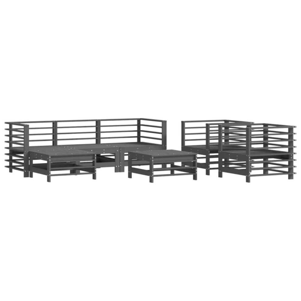 (grey) vidaXL Garden Lounge Set Outdoor Modular Sofa Set 7 Piece Solid Wood Pine