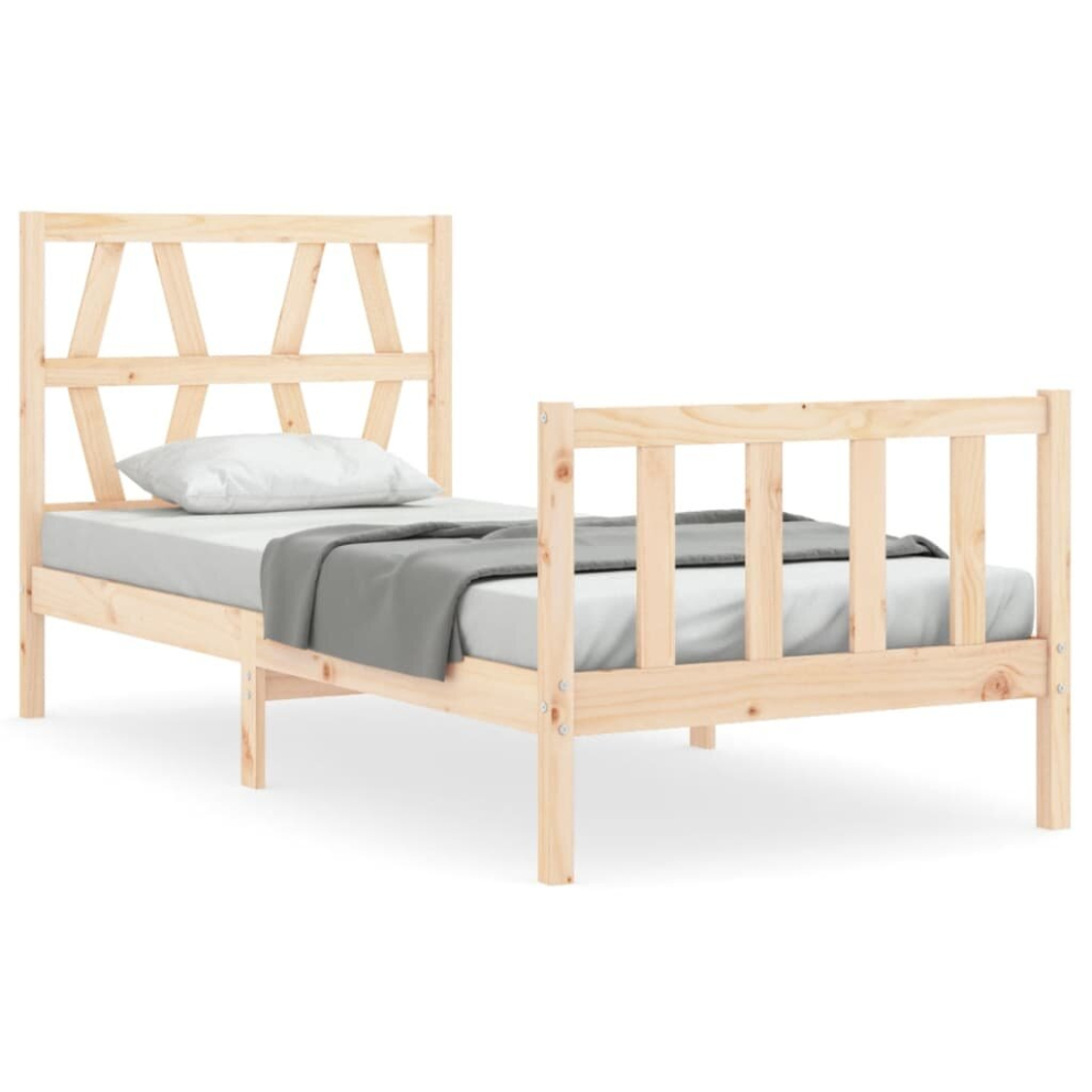 (natural, 100 x 200 cm) vidaXL Bed Frame Bed Base Wooden Platform Bed with Headboard Double Solid Wood