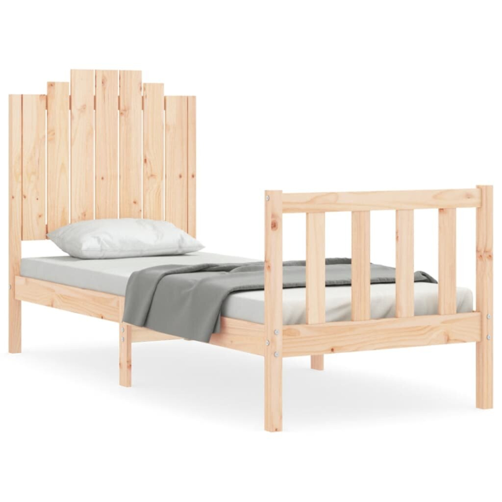 (natural, 75 x 190 cm) vidaXL Bed Frame Bed Base Platform Bed with Headboard Small Single Solid Wood