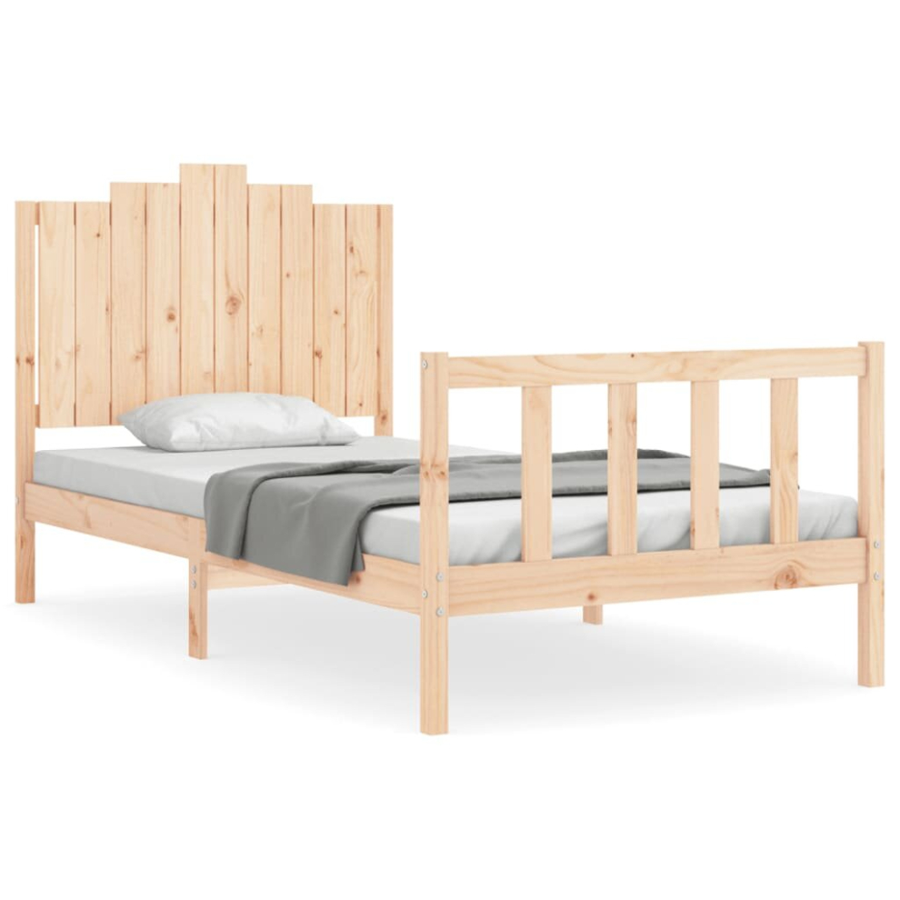 (natural, 100 x 200 cm) vidaXL Bed Frame Bed Base Platform Bed with Headboard Small Single Solid Wood