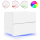 VidaXL vidaXL Wall-mounted Bedside Cabinets with LED Lights Side Table 2 pcs White 5
