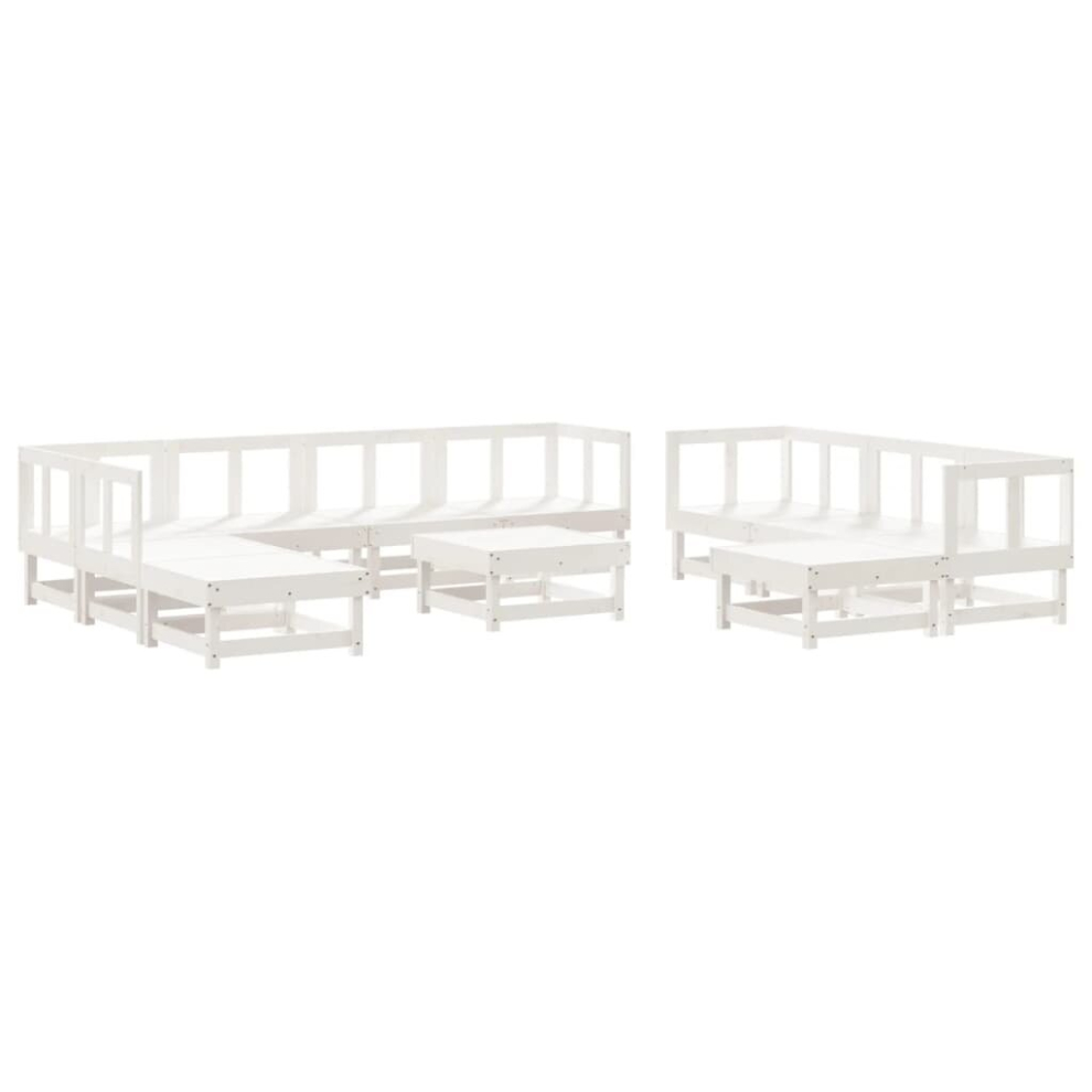 (white pine) vidaXL Garden Lounge Set Outdoor Sofa Set Corner Sofa 11 Piece Solid Wood Pine