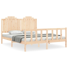 (natural, 160 x 200 cm) vidaXL Bed Frame Bed Base Platform Bed with Headboard Small Single Solid Wood