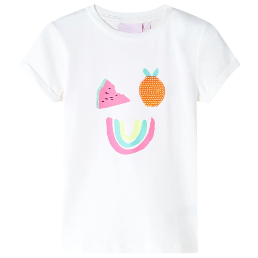 (ecru, 116) Kids' T-shirt Short Sleeves Children's T Shirt Tee Top Colourful Fruit Print