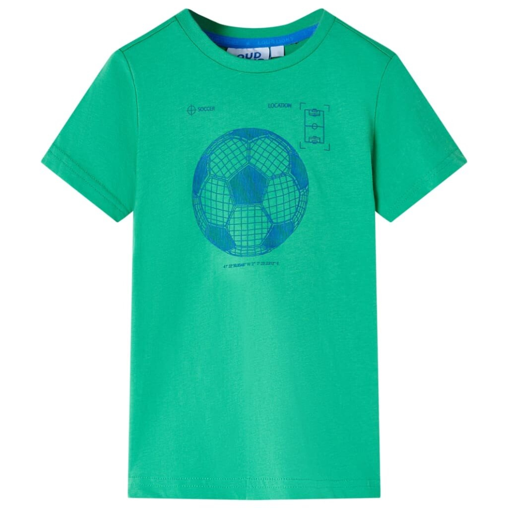 (128) Kids' T-shirt Short Sleeves Children's T Shirt Tee Top Football Print Green