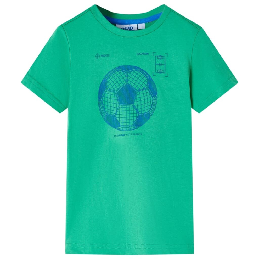 Vidaxl (128) Kids' T-Shirt Short Sleeves Children's T Shirt Tee Top Football Print Green