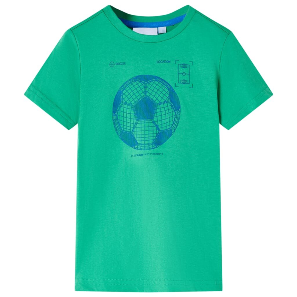 (104) Kids' T-shirt Short Sleeves Children's T Shirt Tee Top Football Print Green