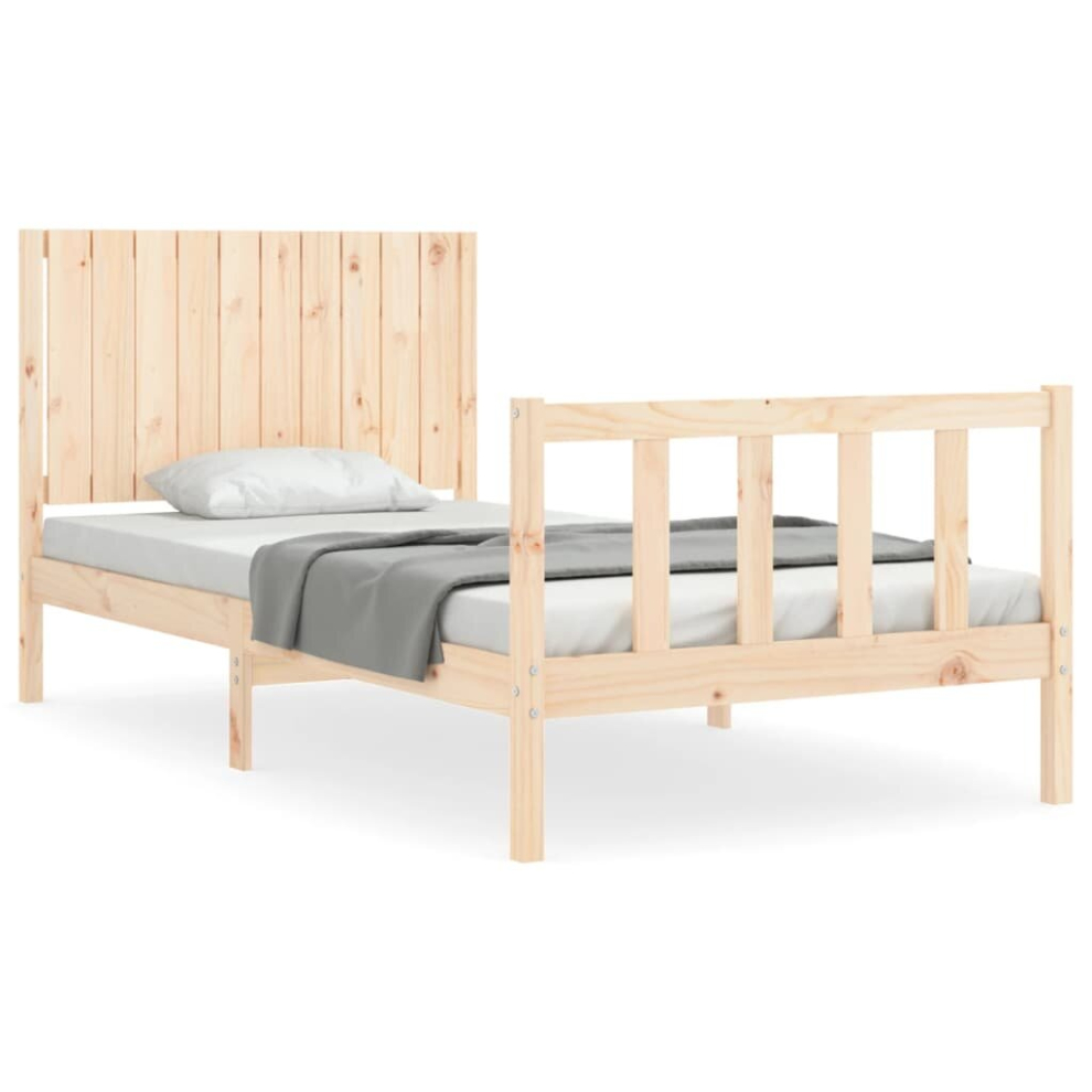 (natural, 100 x 200 cm) vidaXL Bed Frame Bed Base Platform Bed with Headboard Small Single Solid Wood