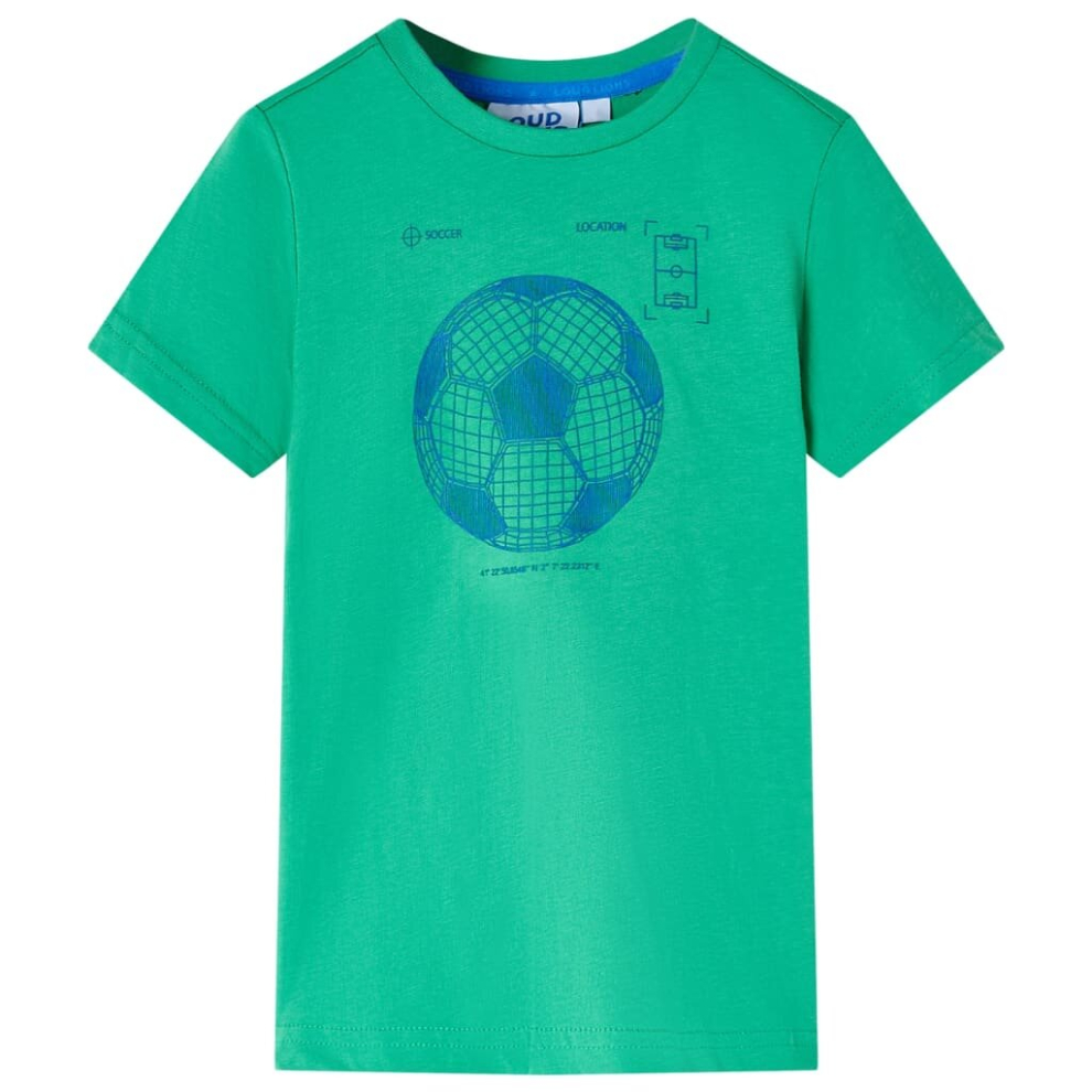 Vidaxl (116) Kids' T-Shirt Short Sleeves Children's T Shirt Tee Top Football Print Green