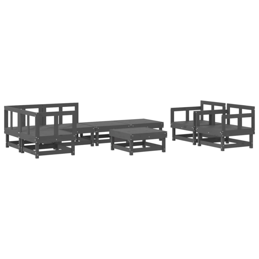 (grey) vidaXL Garden Lounge Set Outdoor Modular Sofa Set 8 Piece Solid Wood Pine