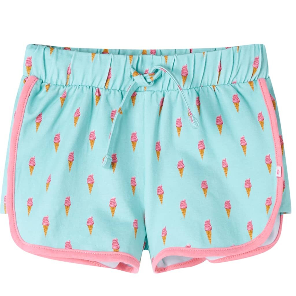 (116) Kids' Shorts with Drawstring Children Toddler Pants Ice Cream Print Light Mint