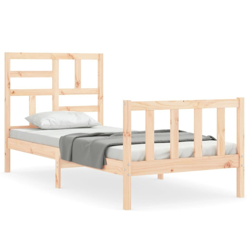 (natural, 100 x 200 cm) vidaXL Bed Frame Bed Base Wooden Bed with Headboard Super King Size Solid Wood