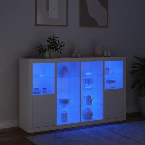 VidaXL (white) vidaXL Sideboards with LED Lights Cupboard 3 pcs Concrete Grey Engineered Wood 2