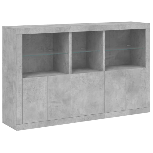 VidaXL (concrete grey) vidaXL Sideboard with LED Lights Home Cupboard Side Cabinet Storage Highboard 2
