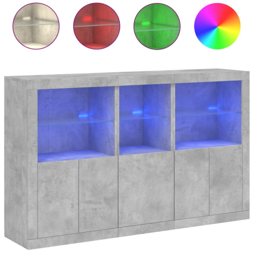 VidaXL (concrete grey) vidaXL Sideboard with LED Lights Home Cupboard Side Cabinet Storage Highboard