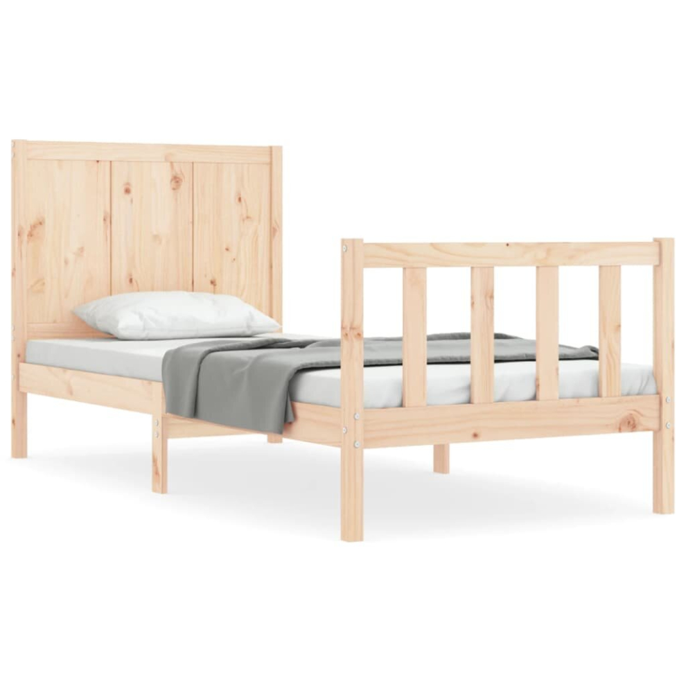 (natural, 75 x 190 cm) vidaXL Bed Frame Platform Bed with Headboard White Super King Size Solid Wood