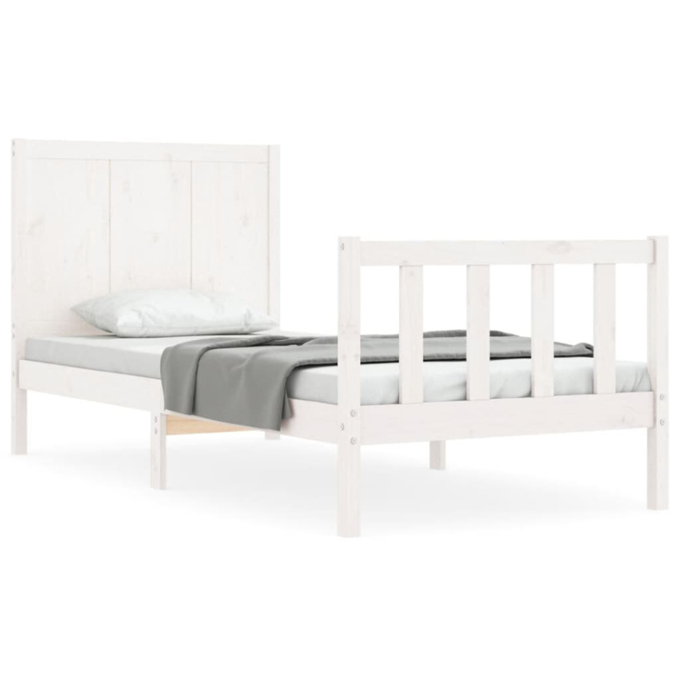 (white, 75 X 190 cm) vidaXL Bed Frame Platform Bed With Headboard White Super King Size Solid Wood