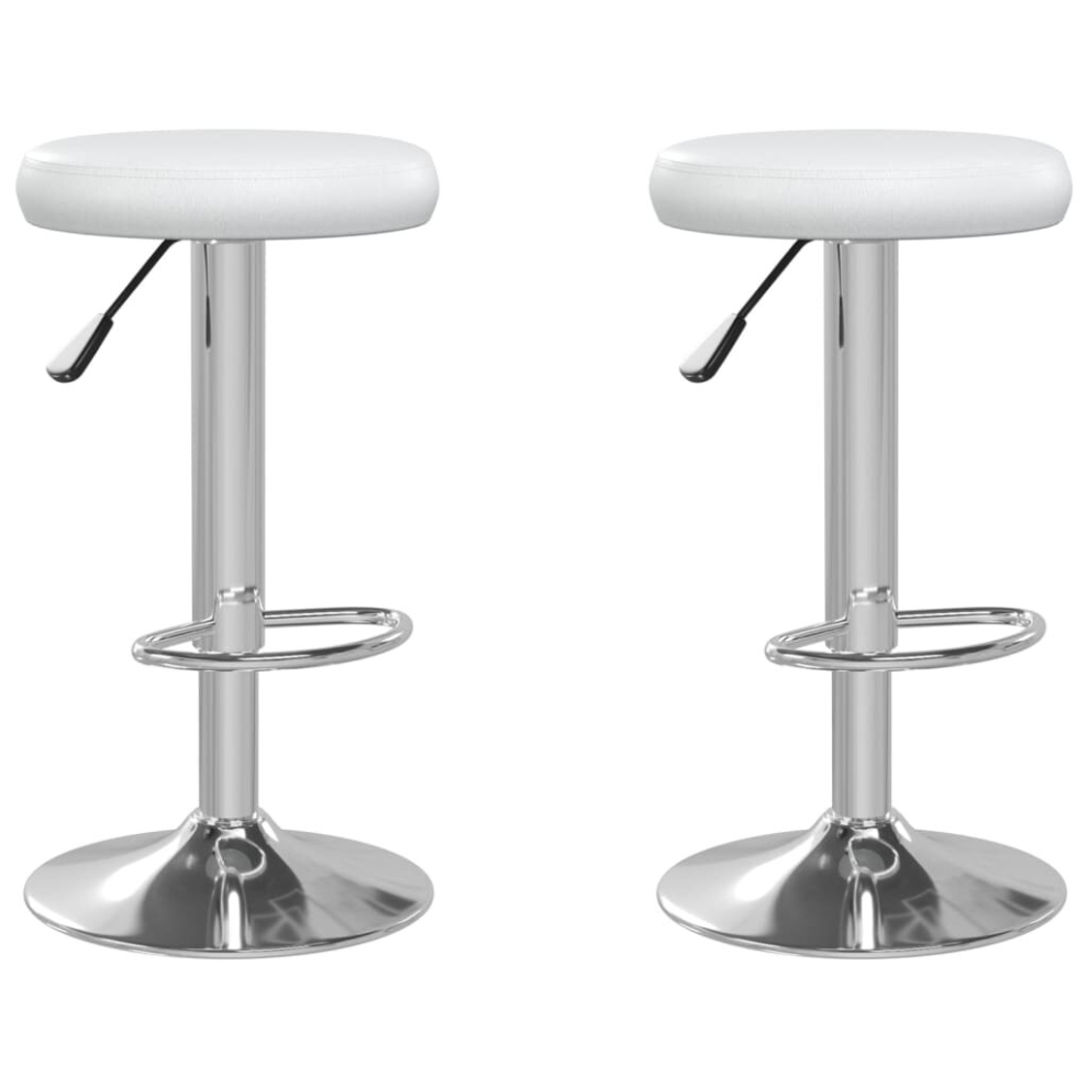 Vidaxl Bar Stools Kitchen Bar Chair Pub Counter Stool 2 Pcs White Faux Leather