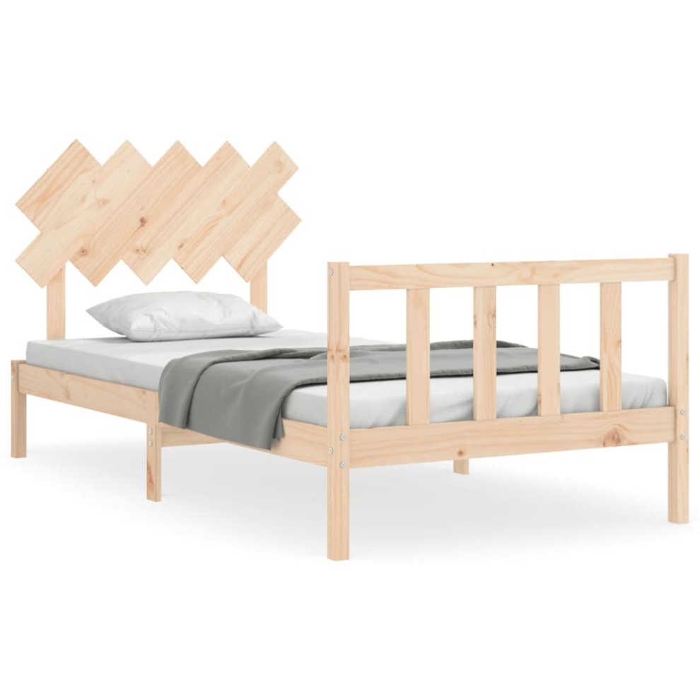 (natural, 100 x 200 cm) vidaXL Bed Frame Bed Base Wooden Platform Bed with Headboard Double Solid Wood