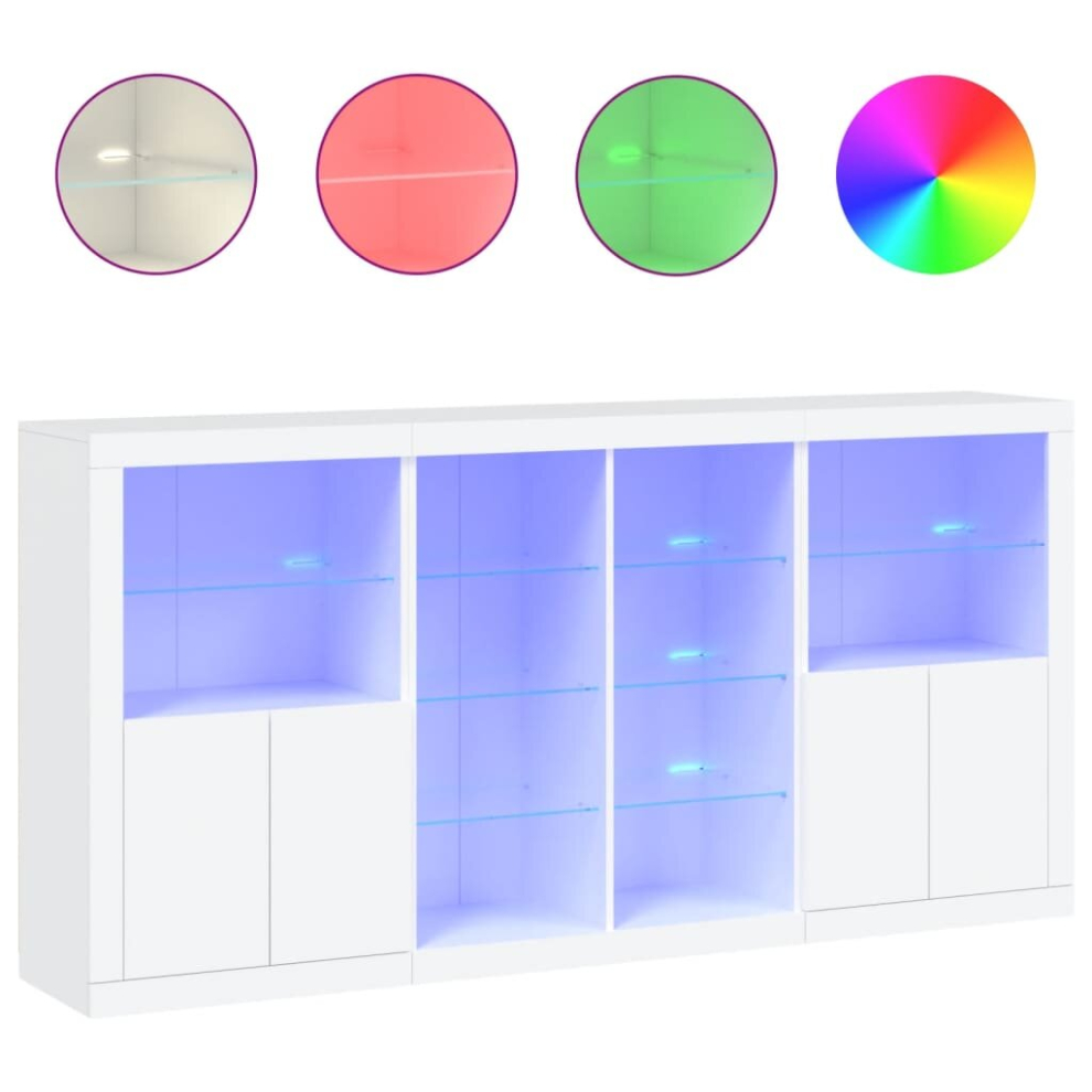 (white) vidaXL Sideboard with LED Lights Home Cupboard Side Cabinet Storage Highboard