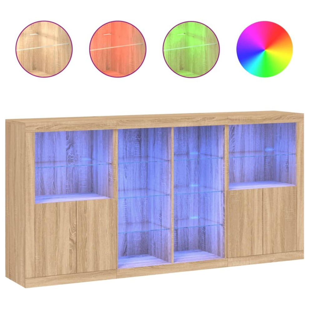 Vidaxl (Sonoma Oak) Sideboard With Led Lights Home Cupboard Side Cabinet Storage Highboard